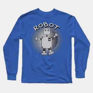 Robot Text Patterned Background Long Sleeve T-Shirt